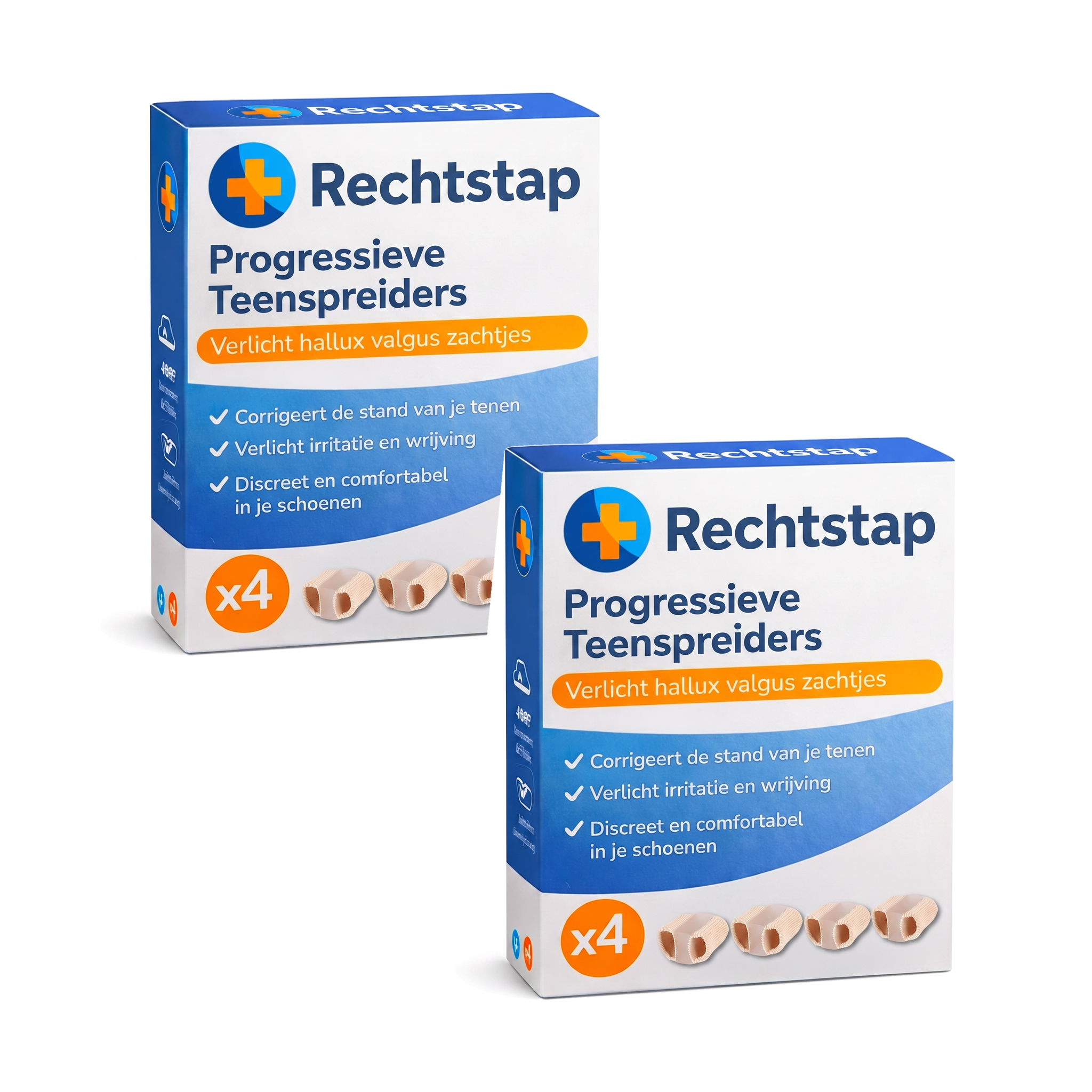 Rechtstap Progressieve Teenspreiders, 2 dozen